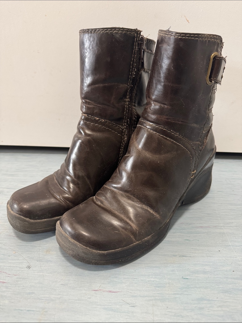 Aldo Women’s Dark Brown Faux Leather Ankle Boots Size 39